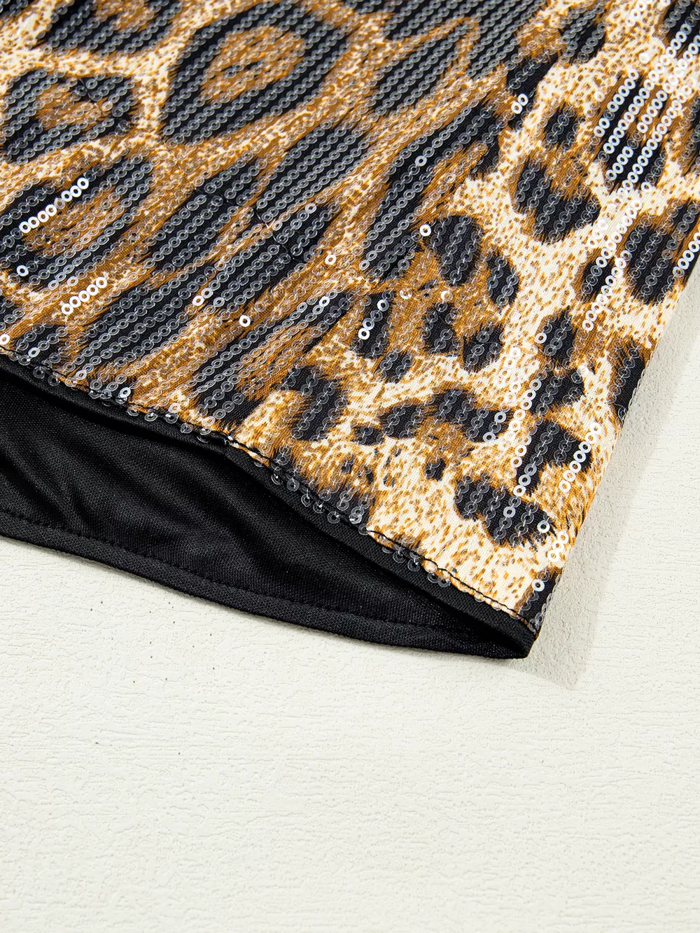 Sequin Leopard Pattern Short Sleeve Top, image 13