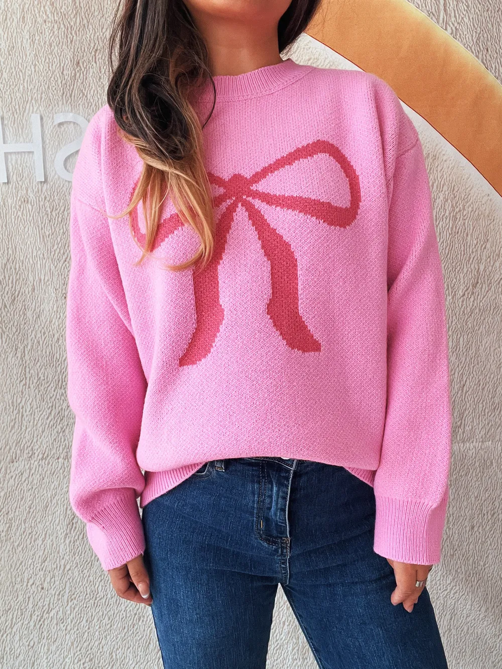 Bow Pattern Casual Long Sleeve Sweater, image 21