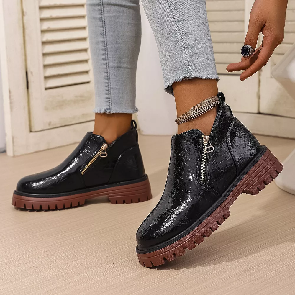 Round Toe Block Heels Boots, image 2