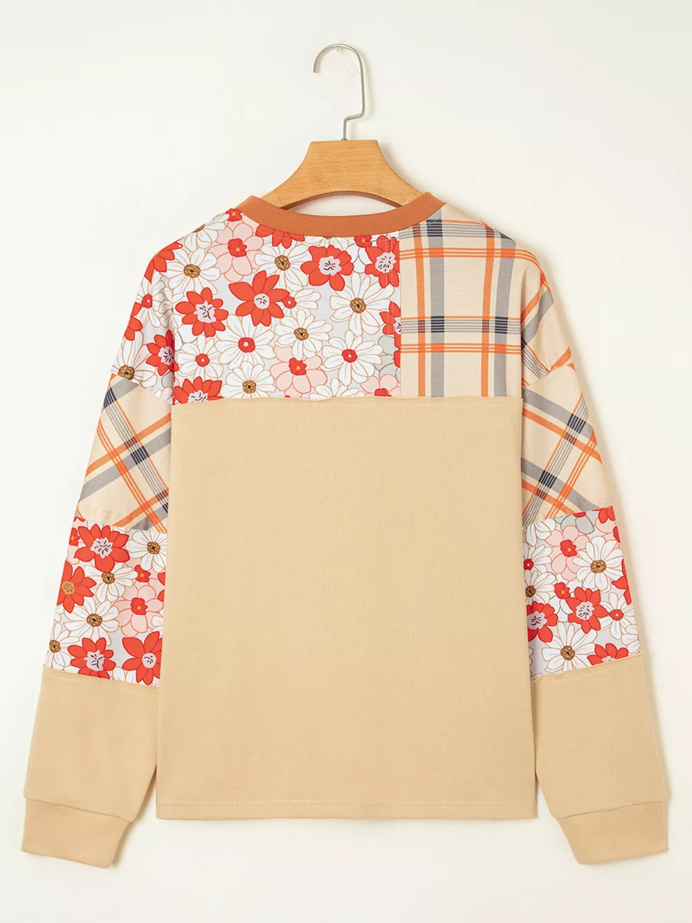 Floral Plaid Patchwork Casual Top, image 6