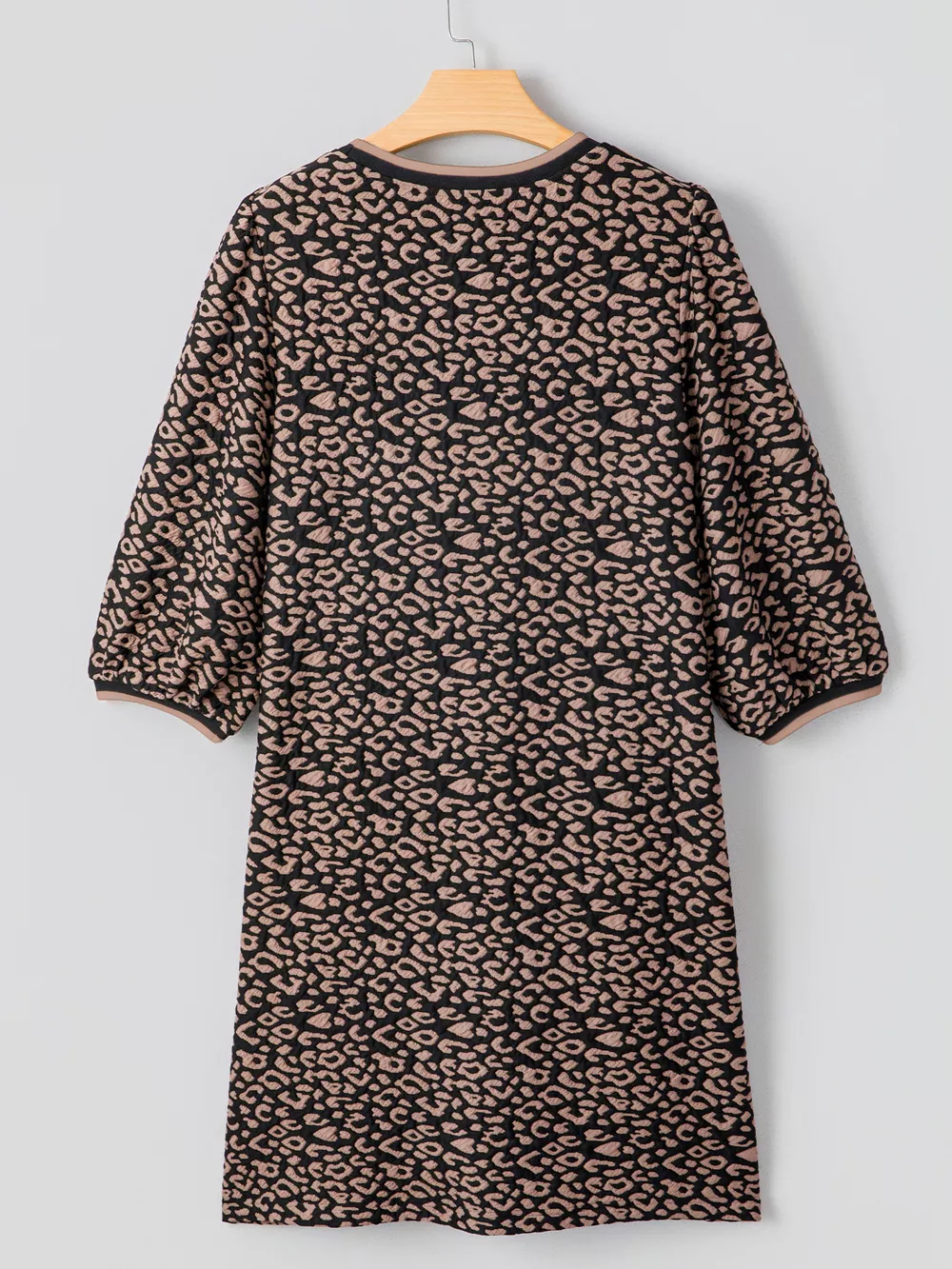 Leopard Print Bubble Sleeve Shift Mini Dress, image 3