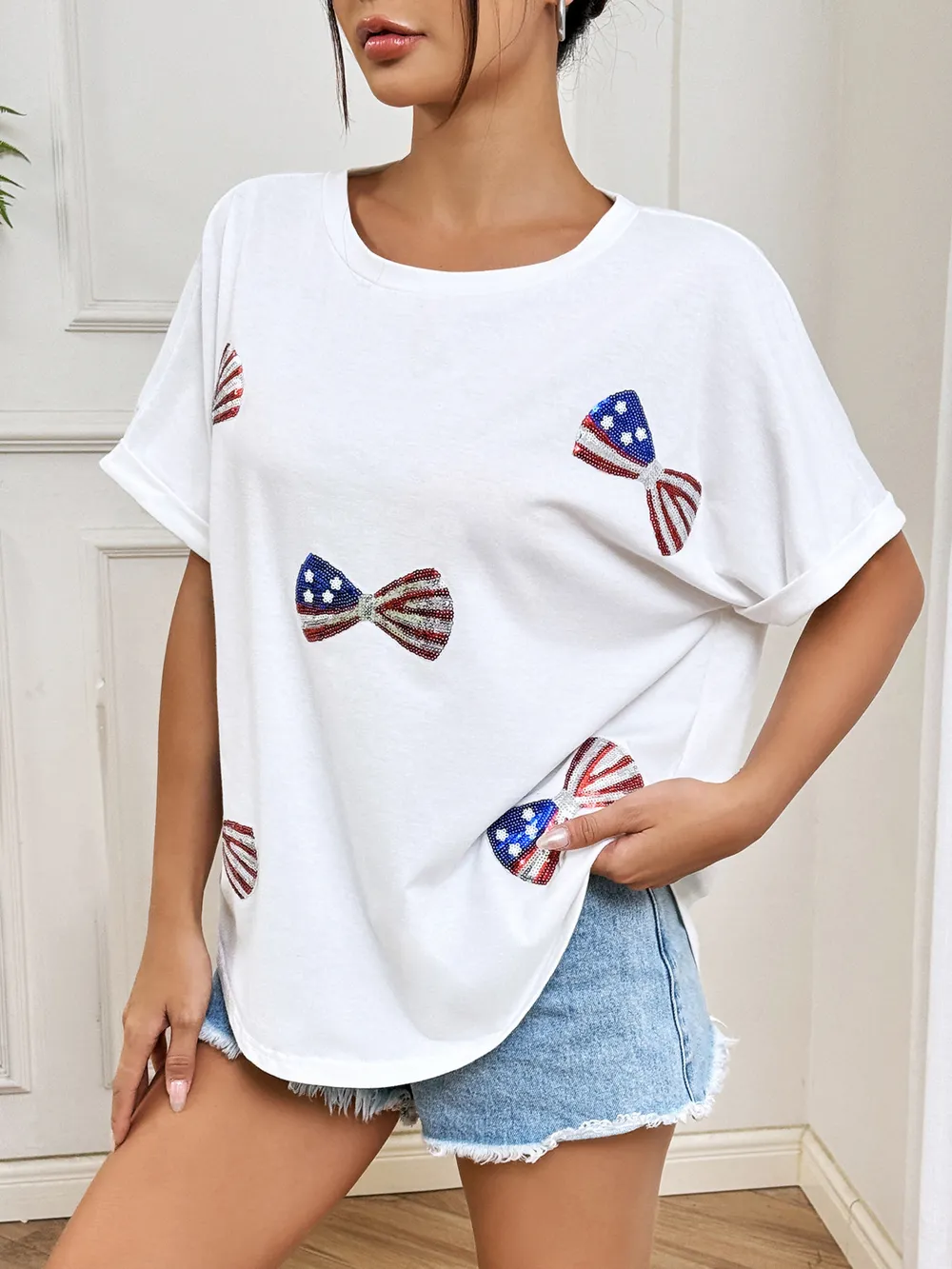 Bow Oversized Round Neck T-Shirt, image 3
