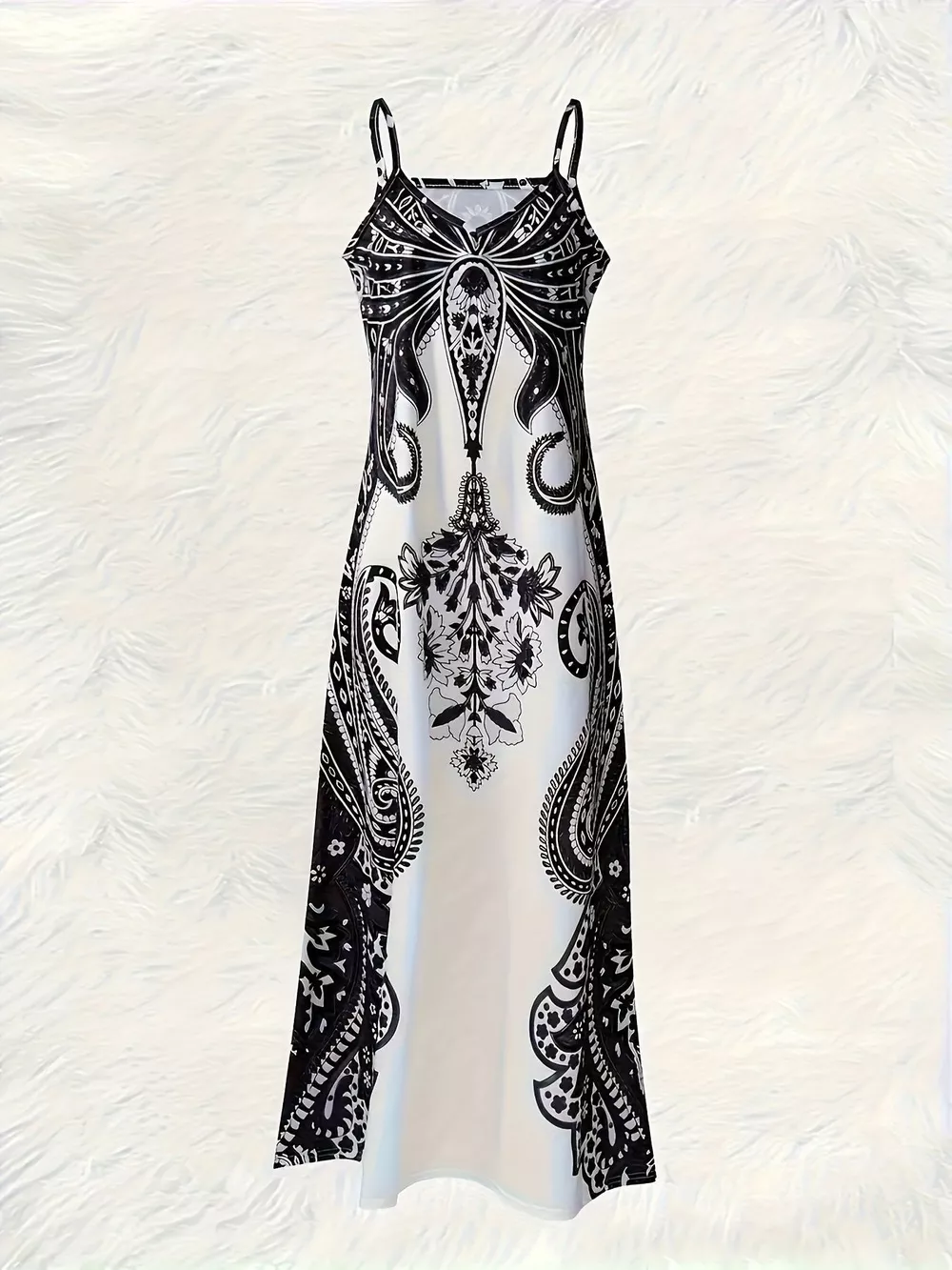 Printed Spaghetti Strap Maxi Dress, image 3