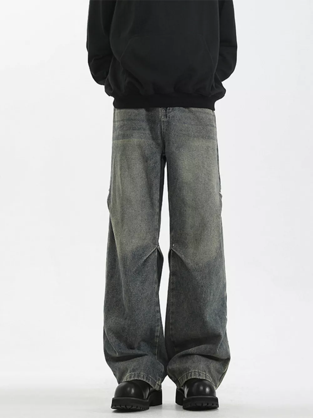 Men's Full Size Vintage Wash Wide Leg Jeans Plus Size, image 9