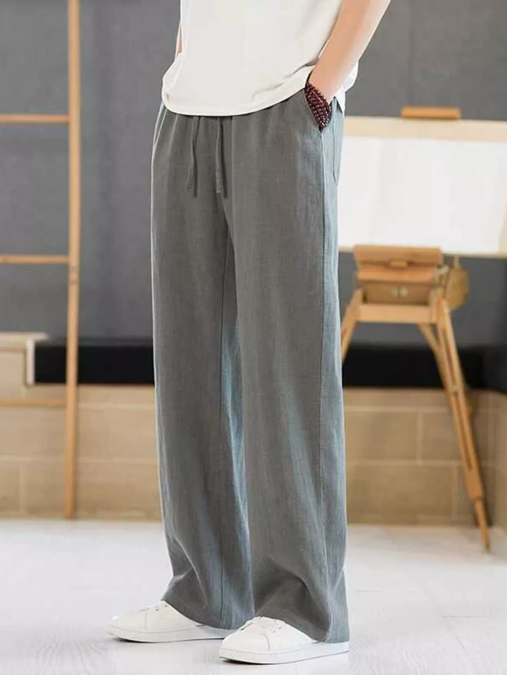 Men's Plus Size Casual Drawstring Pants, image 3