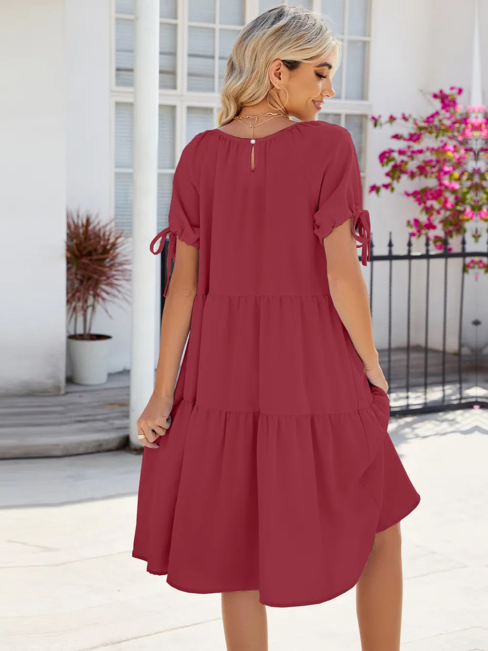 Tiered Round Neck Summer Dress, image 11