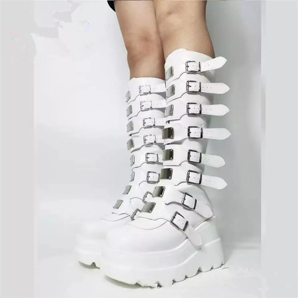 Multi-Buckle Platform Knee-High Boots, image 5