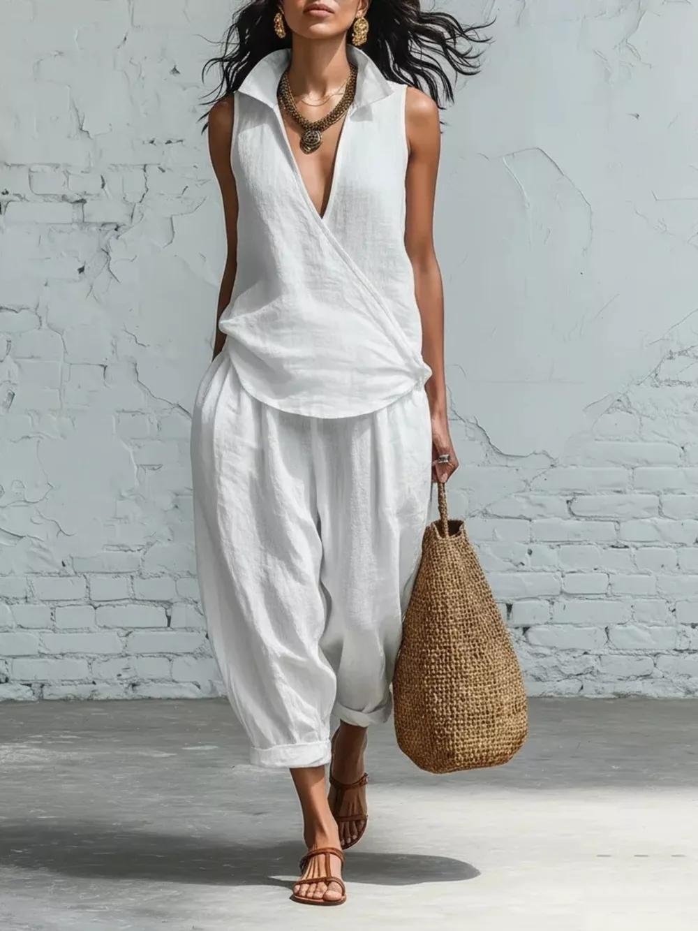 Full Size Sleeveless Top and Pants Two-Piece Set Plus Size, image 7