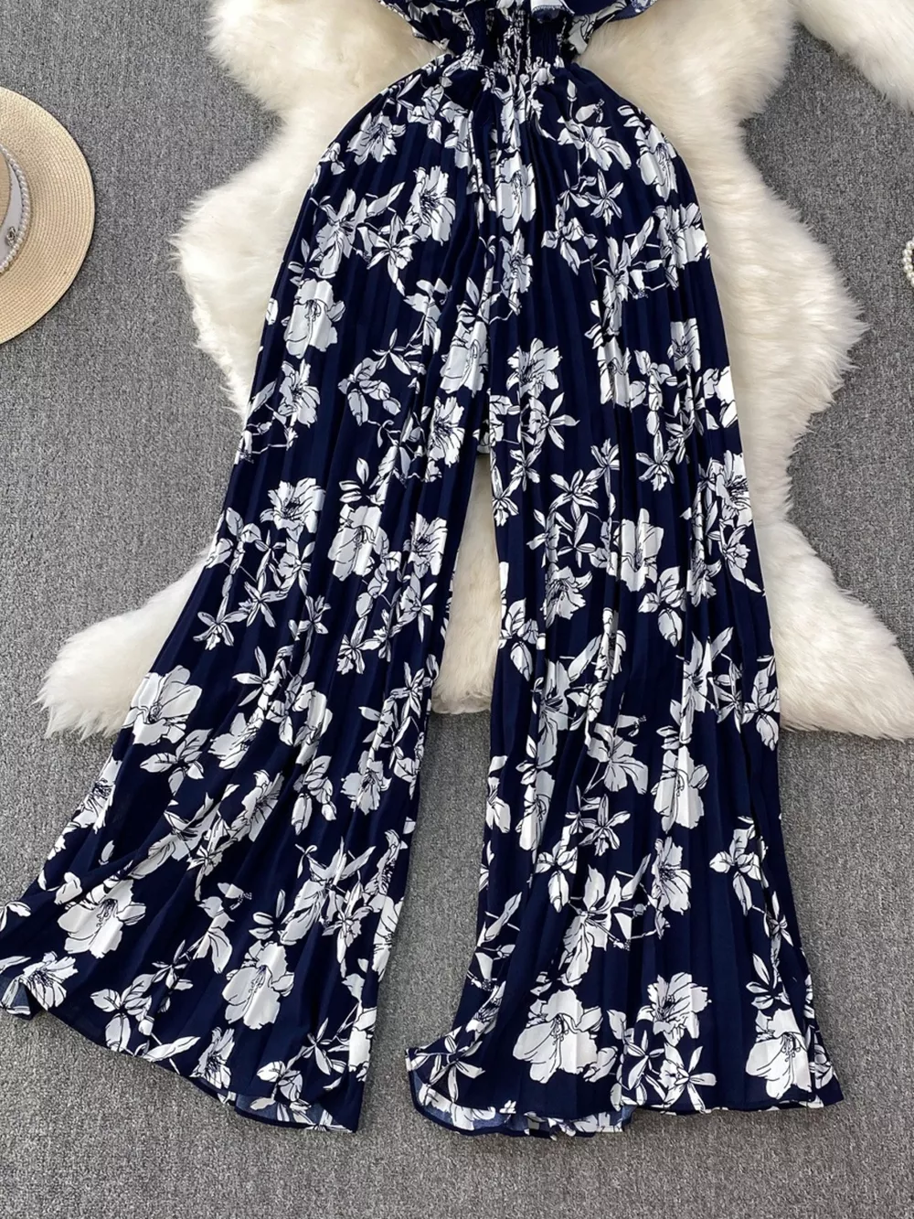 Floral Print Wide Leg Pleated Jumpsuit, image 22