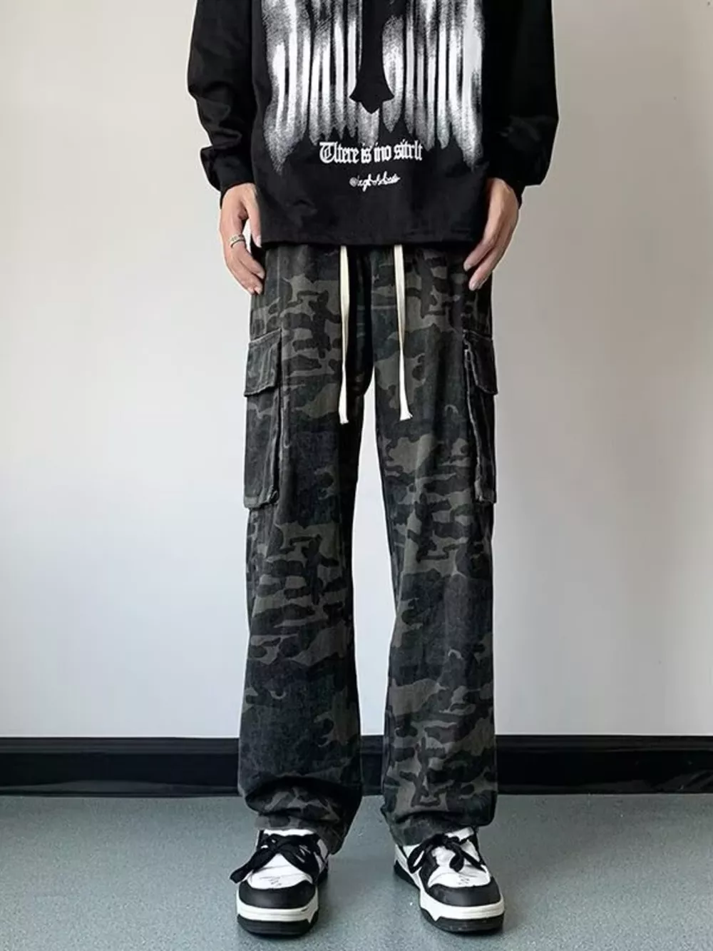 Men's Full Size Camouflage Wide Leg Cargo Jeans Plus Size