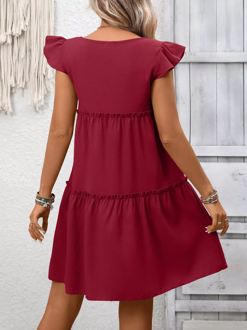 Ruffle Sleeve Tiered Mini Dress, image 21