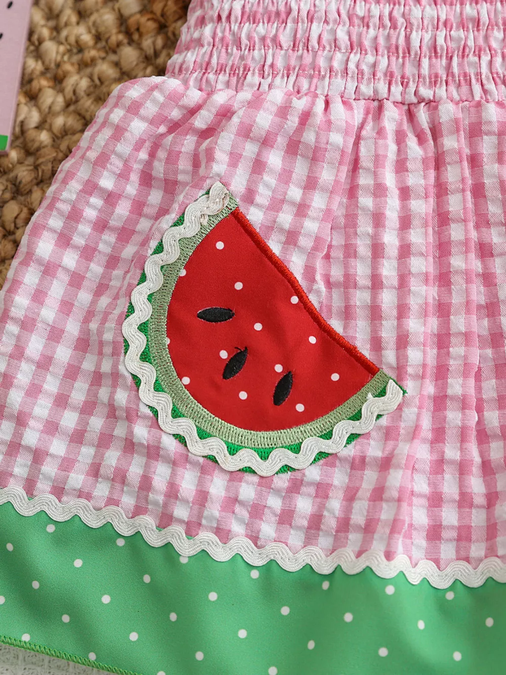 Children's Watermelon Gingham Smocked Dress, image 3