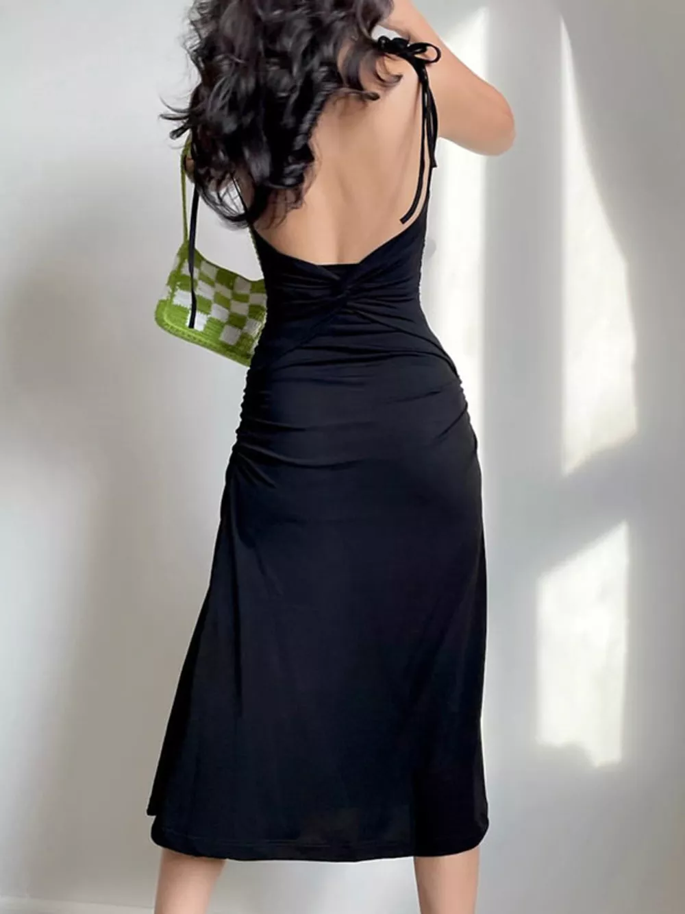 Ruched Tie Shoulder Midi Dress, image 6