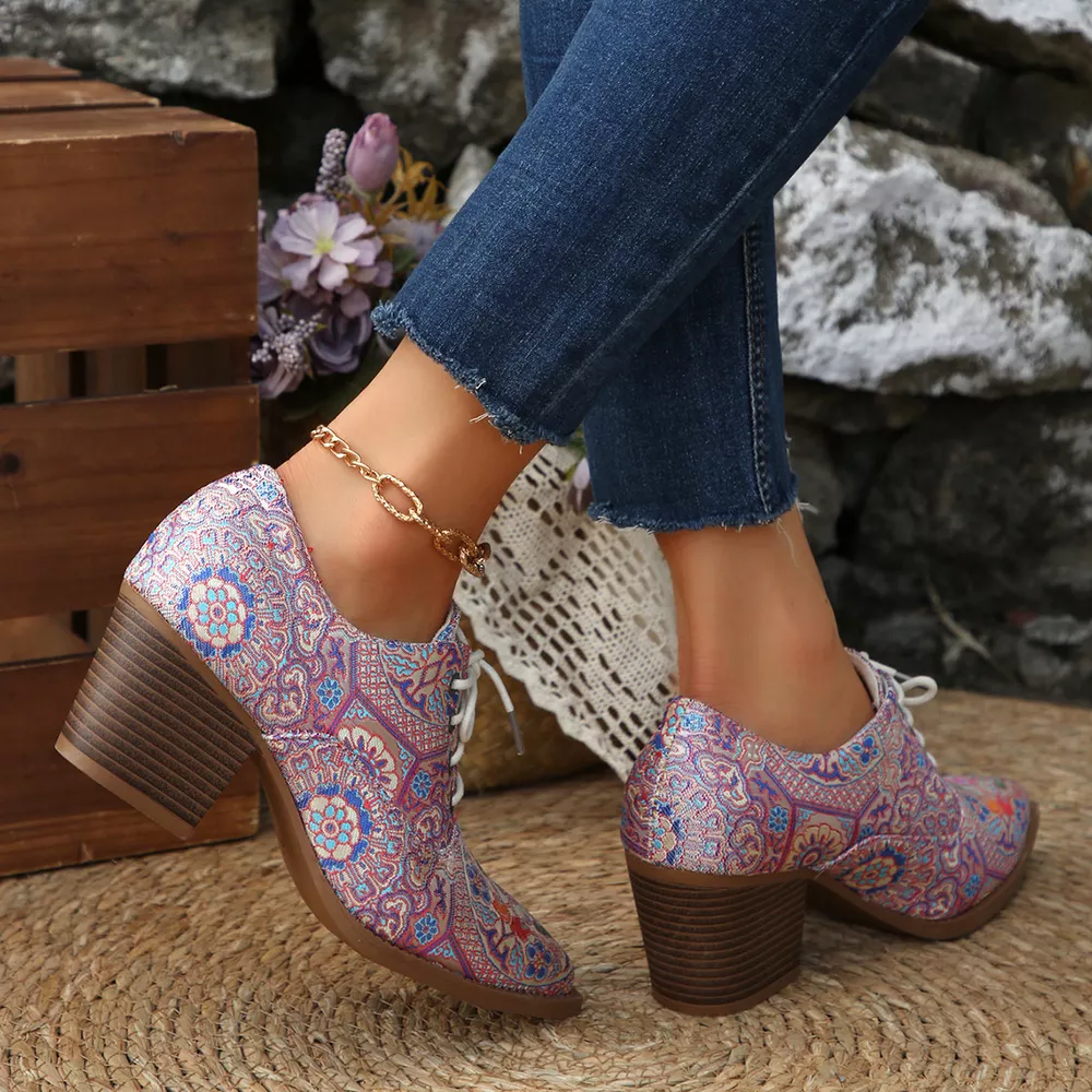 Point Toe Block Heels Ankle Boots, image 4