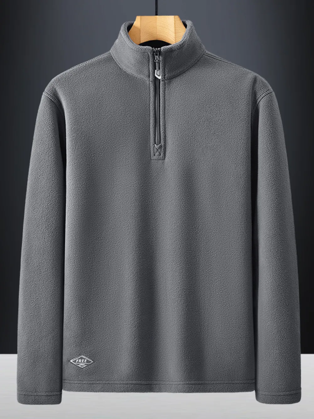 Men's Plus Size Quarter Zip Long Sleeve Sweatshirt, image 3