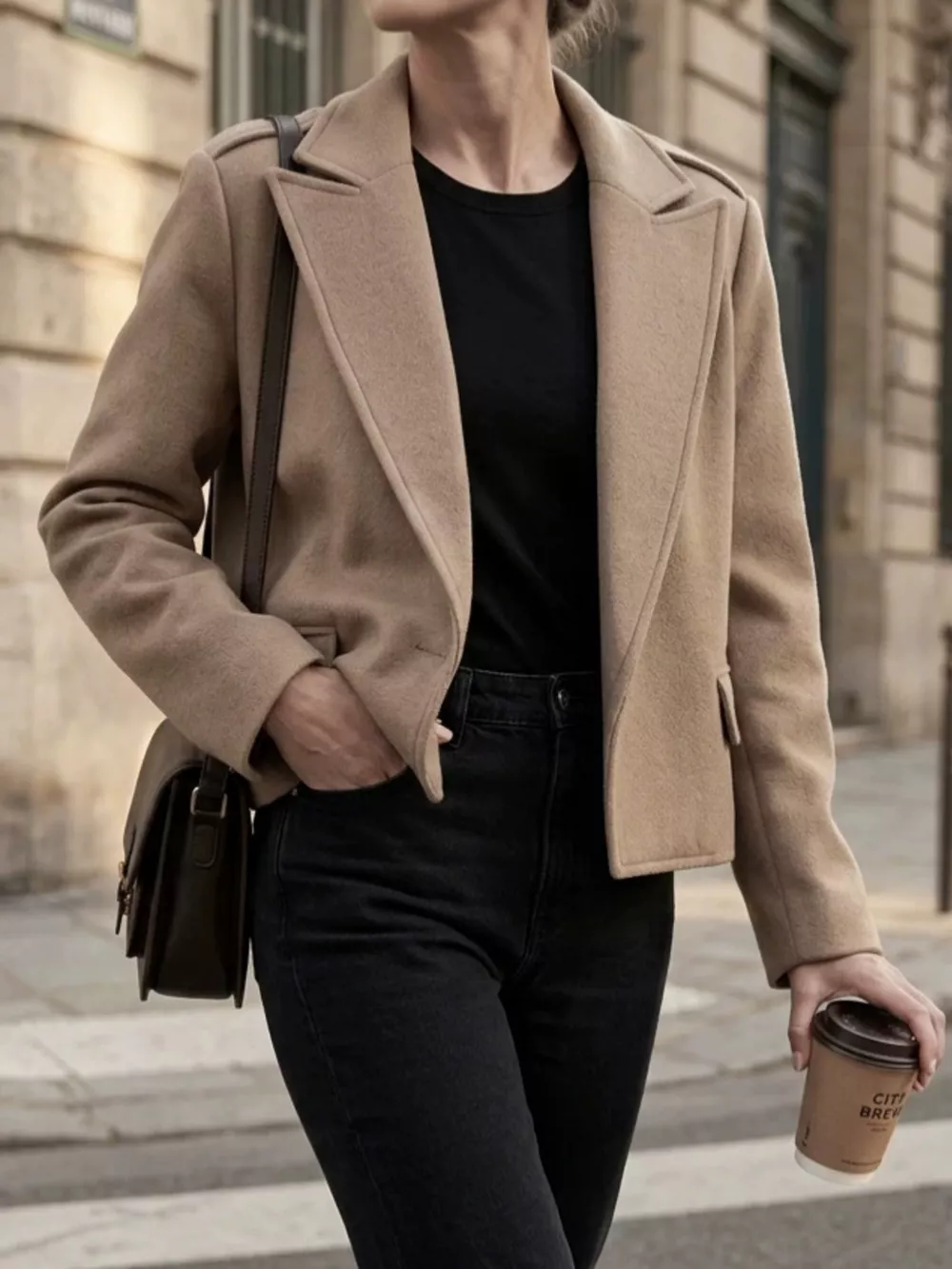 Lapel Collar Cropped Outerwear, image 3