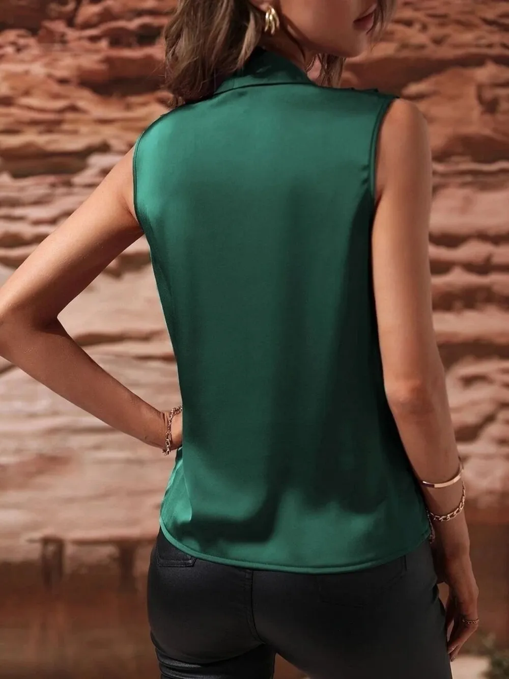 Sleeveless Wrap Draped Blouse, image 5