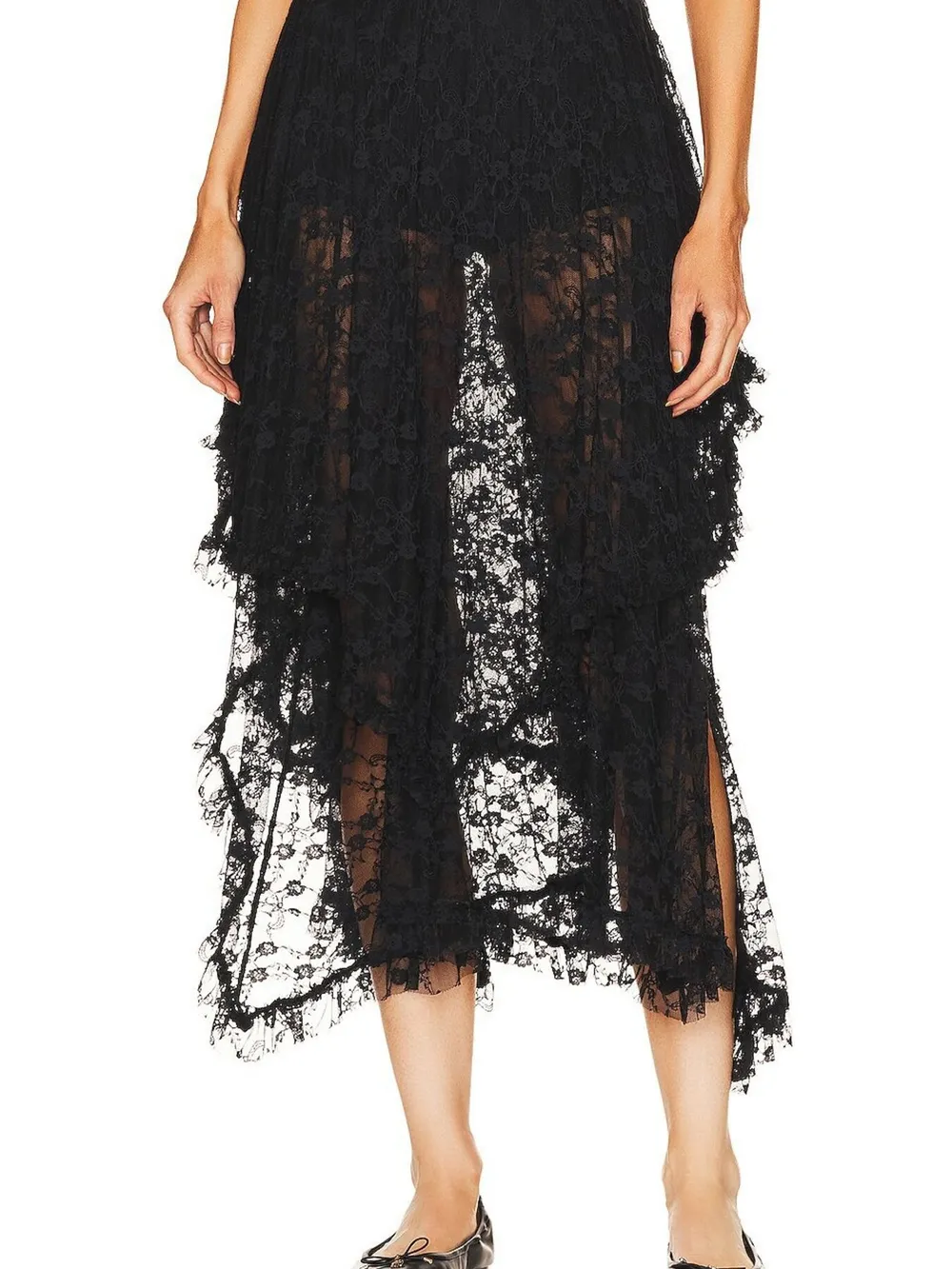 Asymmetrical Lace Midi Skirt, image 5