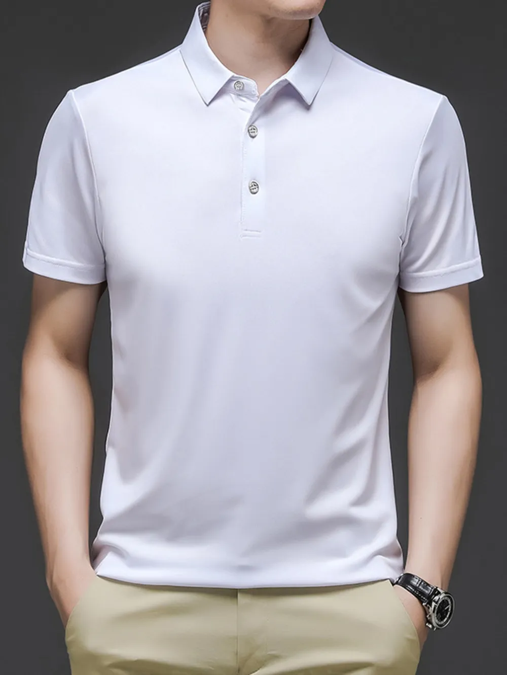Men's Plus Size Breathable Collared Neck Polo, image 4