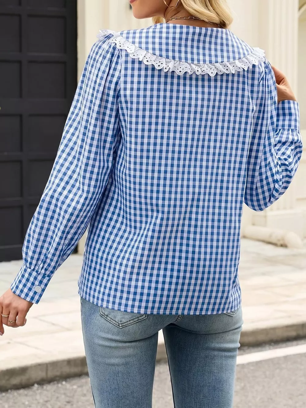 Lace Peter Pan Collar Button Up Shirt, image 9