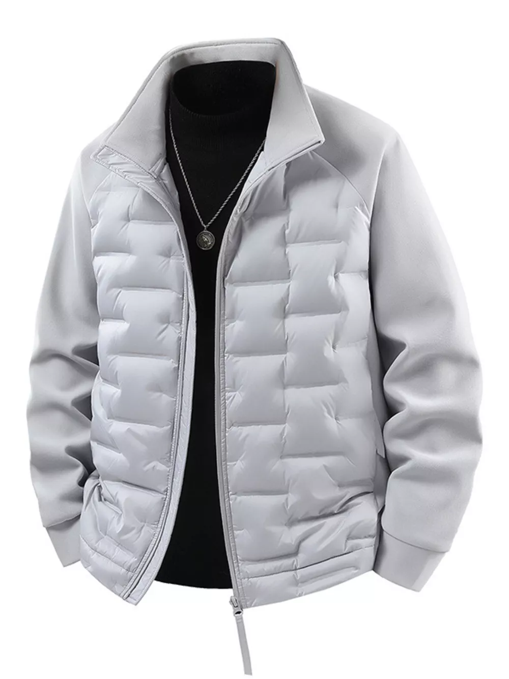 Men's Plus Size Lightweight Padded Stand Collar Jacket, image 5