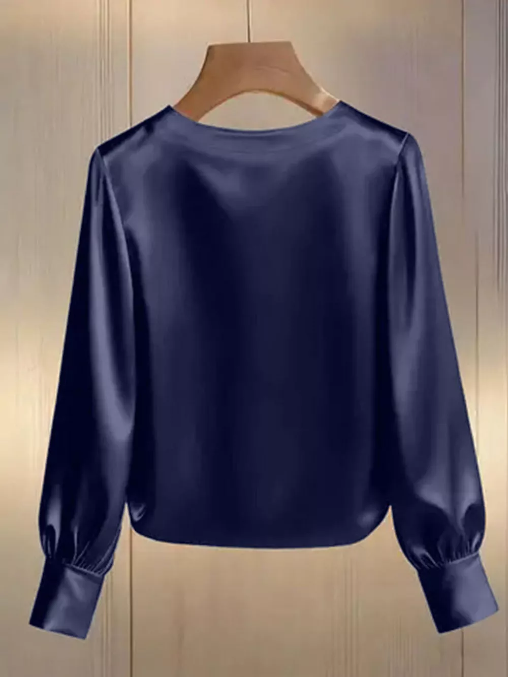 Pearl Trim Round Neck Silk Blouse, image 14