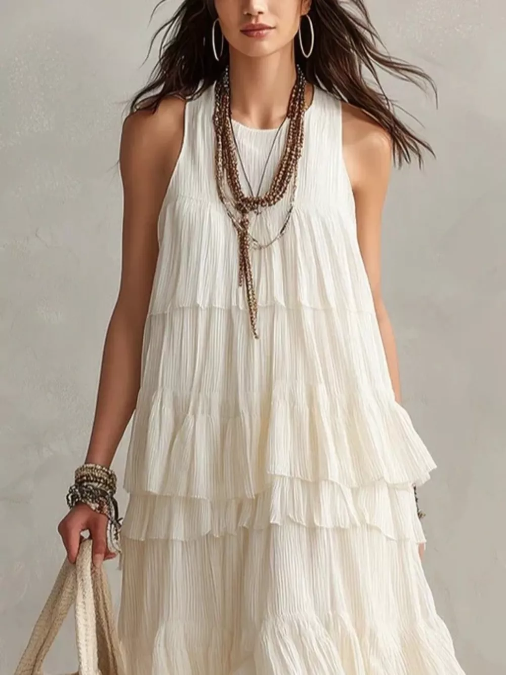 Layered Ruffle Sleeveless Maxi Dress, image 2