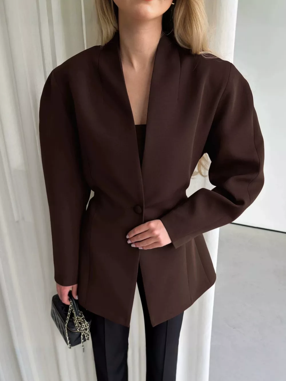 One Button Long Sleeve Blazer, image 8