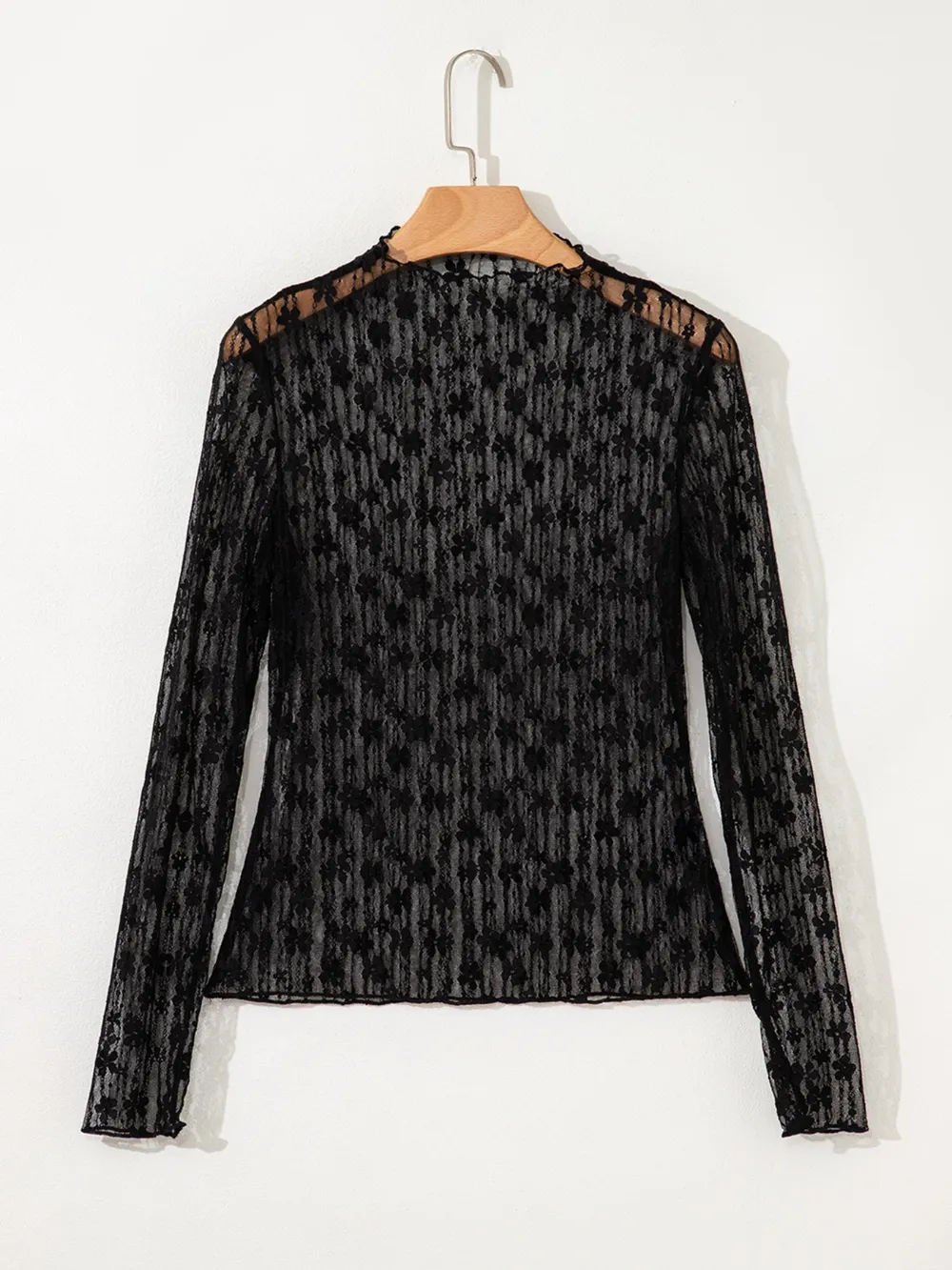 Lace See-Through Long Sleeve Blouse, image 3