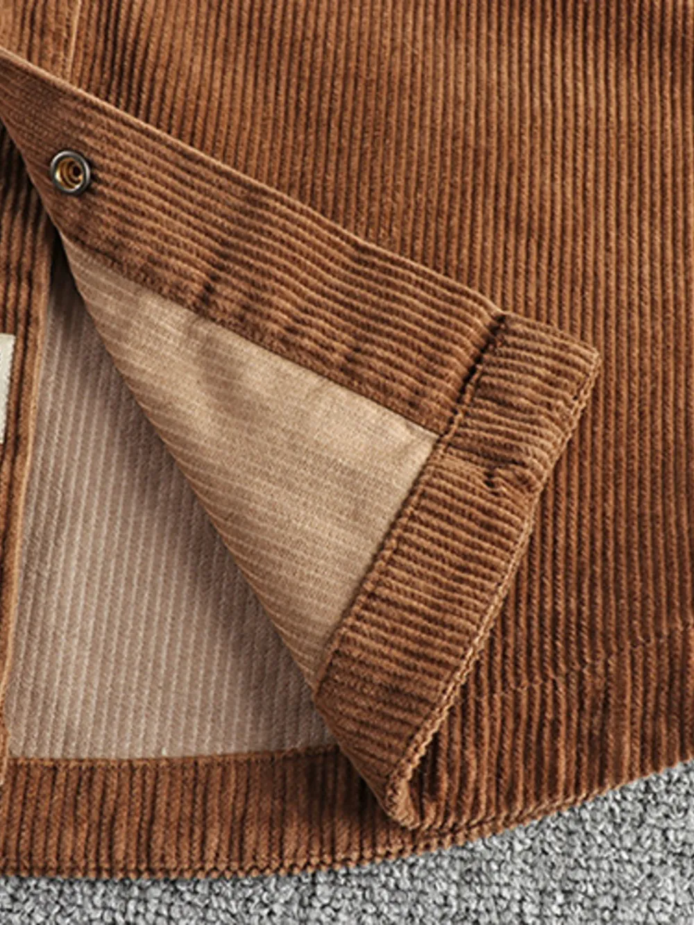 Men's Plus Size Corduroy Button Up Long Sleeve Jacket, image 16