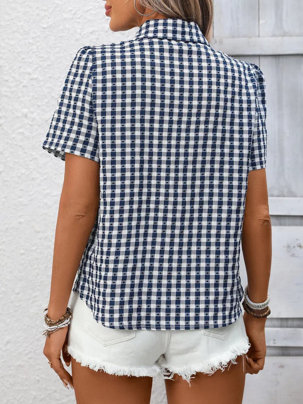 Plaid Button-Up Short Sleeve Shirt, image 9