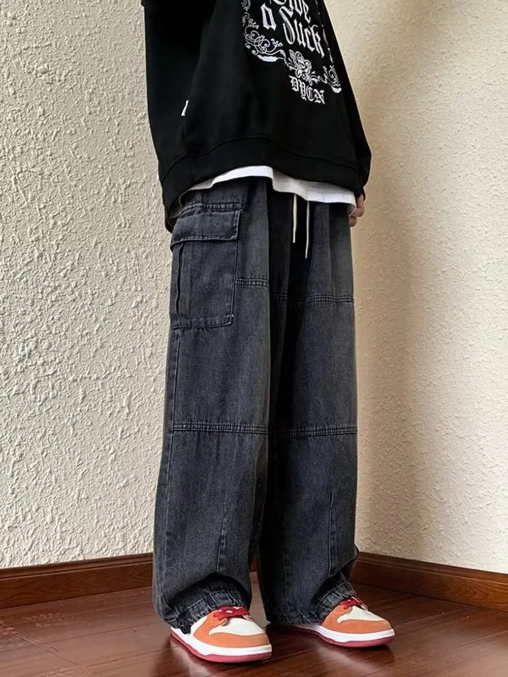 Men's Full Size Loose Fit Cargo Jeans Plus Size, image 8