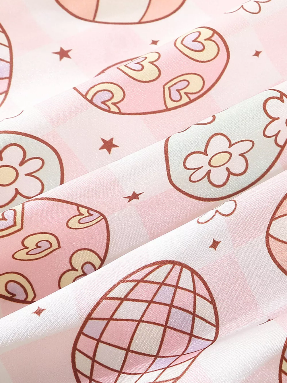 Children's Egg Print Pajama Set with Bow Accents, image 3
