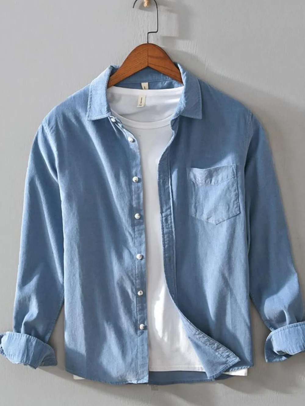 Men's Plus Size Button Up Long Sleeve Shirt, image 2