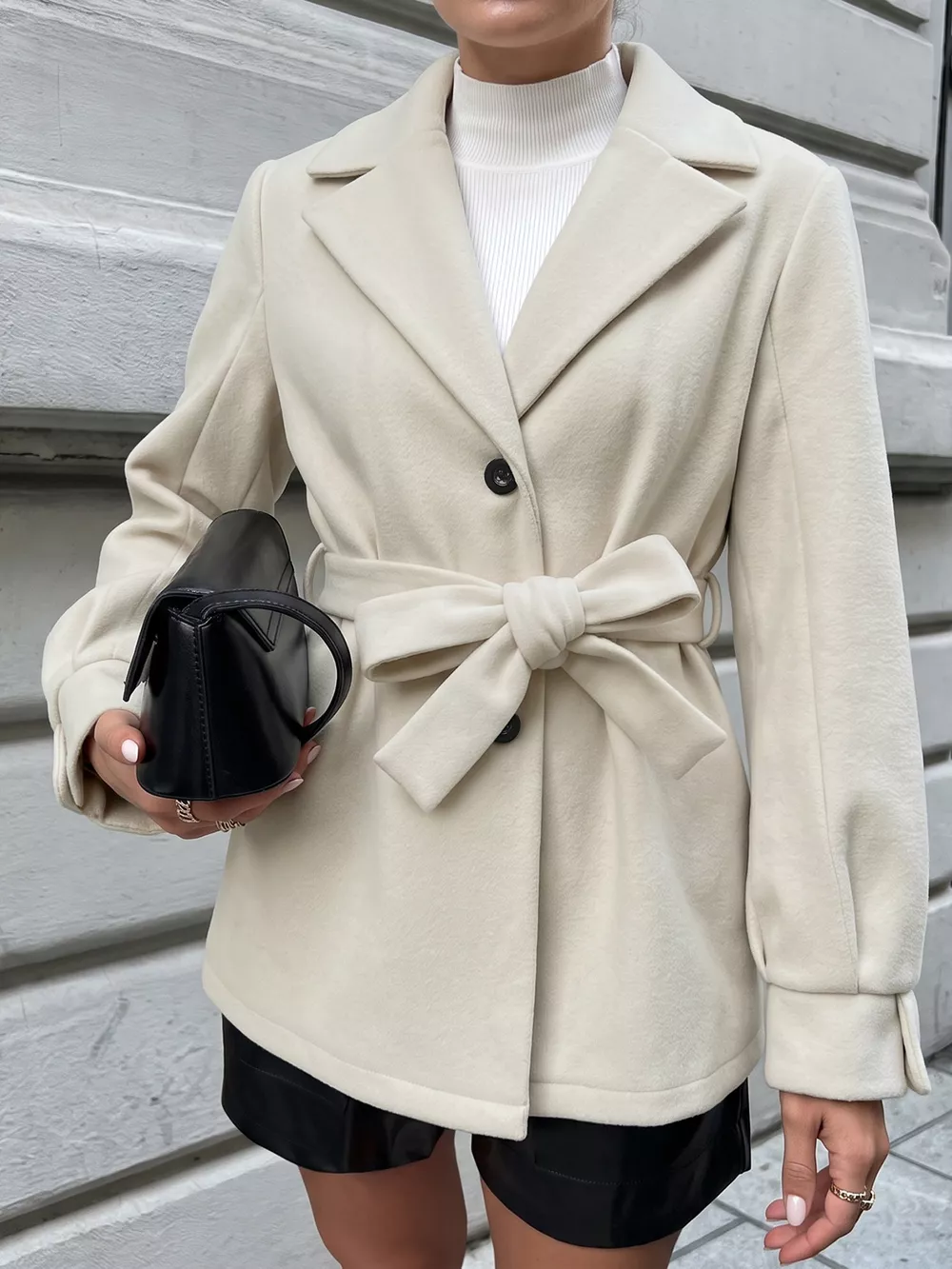Lapel Collar Button Up Outerwear