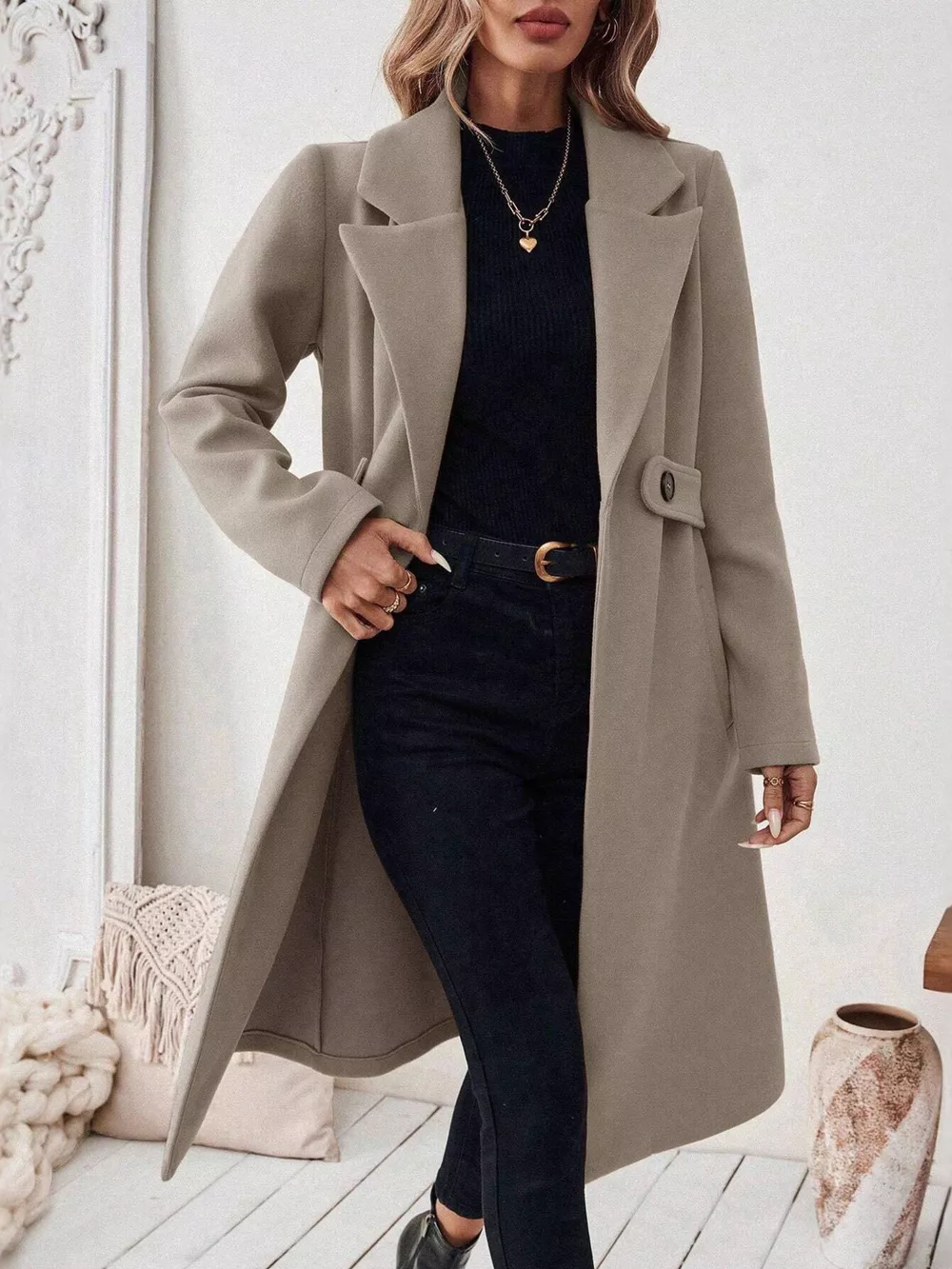 Lapel Collar Longline Coat, image 16