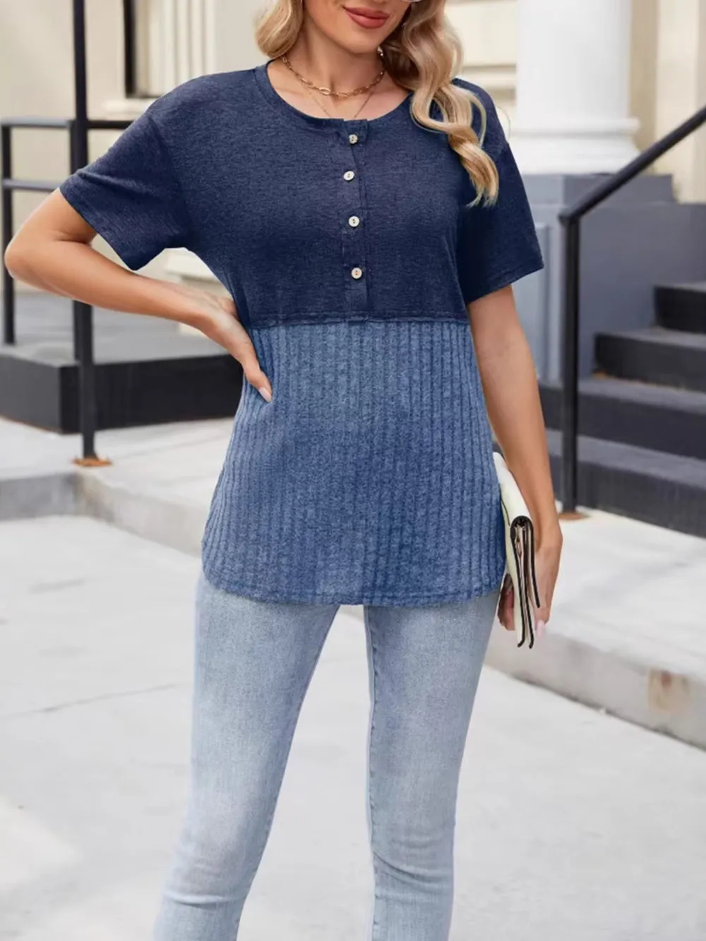 Two-Tone Short Sleeve Top, image 7