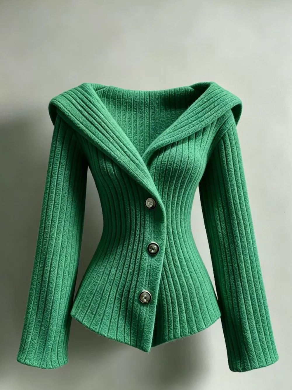Full Size Ribbed Knit Button-Down Front Cardigan Plus Size, image 3