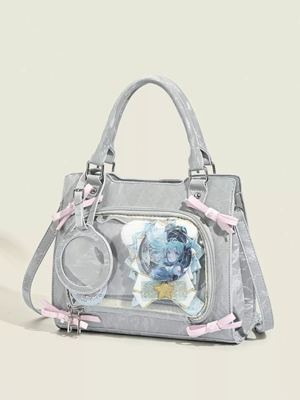 Clear Window Crossbody Bag with Bow Accents, image 2