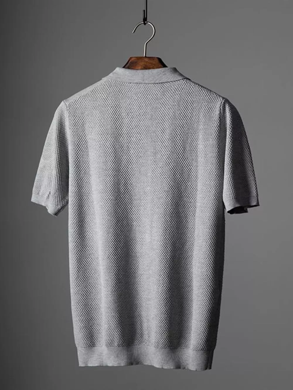 Men's Plus Size Textured Knit Short Sleeve Polo, image 4