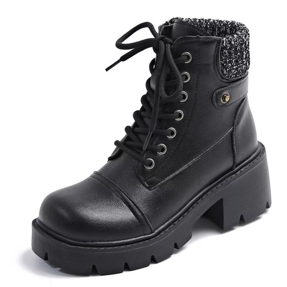 Round Toe Block Heels Boots, image 3
