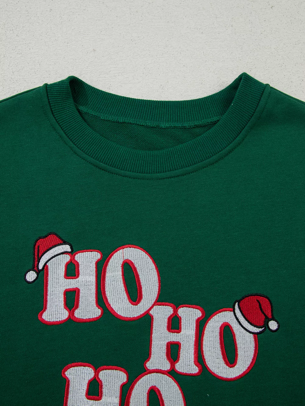 Embroidered Letter Christmas Round Neck Sweatshirt, image 6