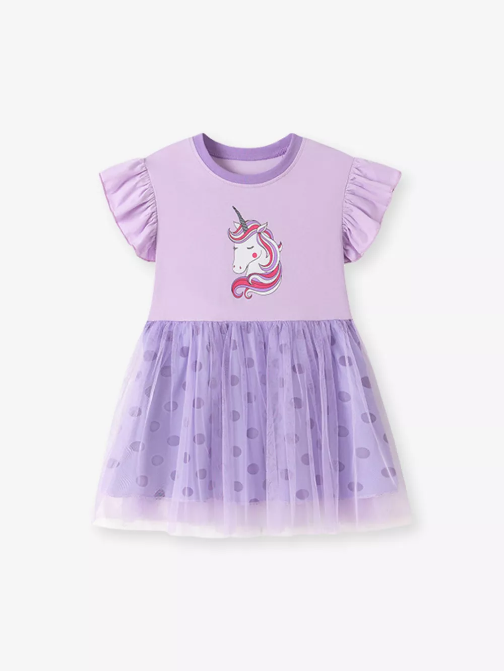Children's Unicorn Ruffle Sleeve Tulle Dress, image 2