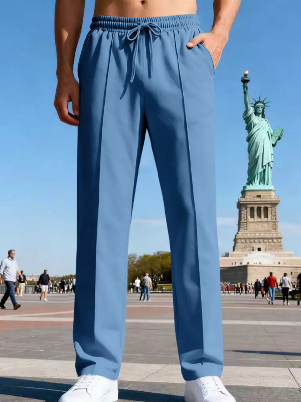 Men's Full Size Drawstring Straight Leg Pants Plus Size, image 7