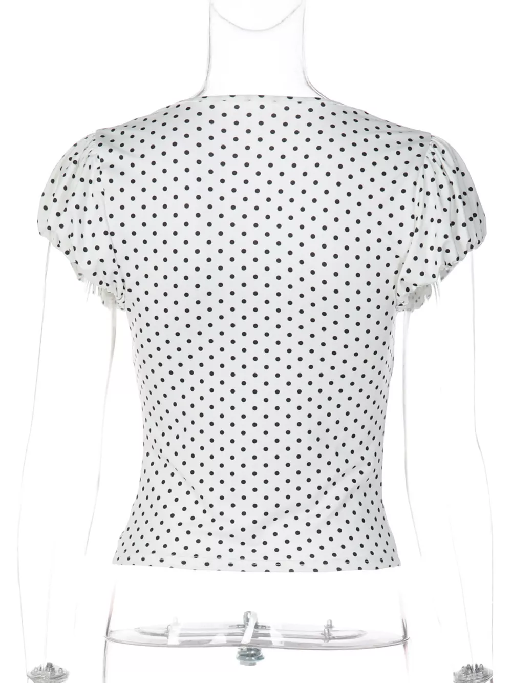 Polka Dot Ruched V-Neck Top, image 12