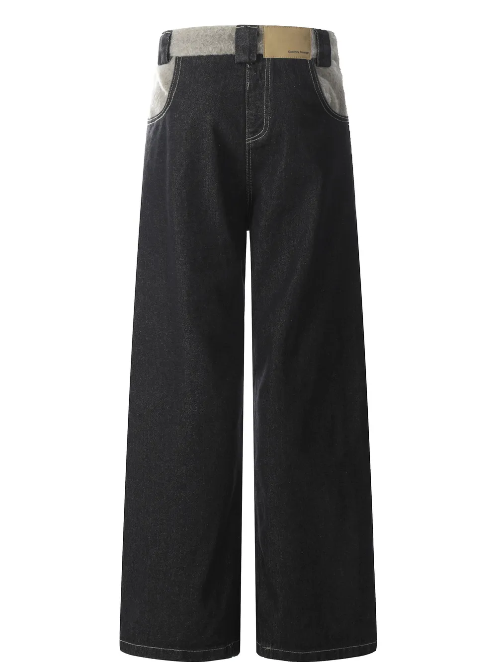 Men's Two-Tone Wide Leg Jeans with Contrast Stitching, image 3