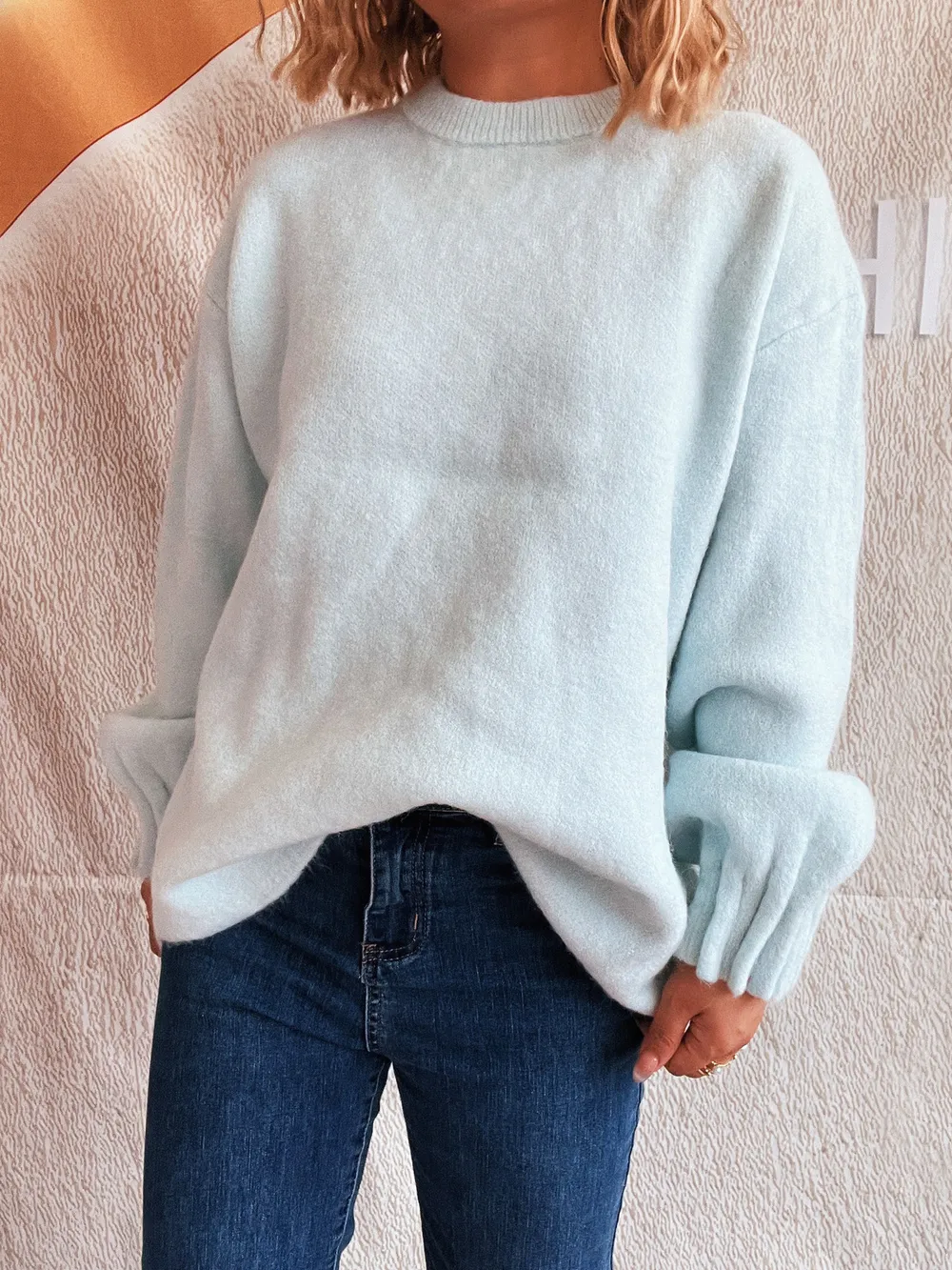 Round Neck Dropped Shoulder Sweater, image 7