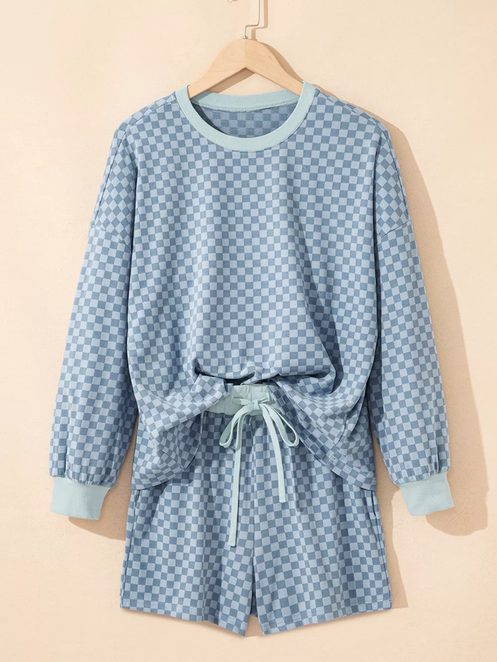 Checkerboard Long Sleeve Pullover and Shorts Set, image 6