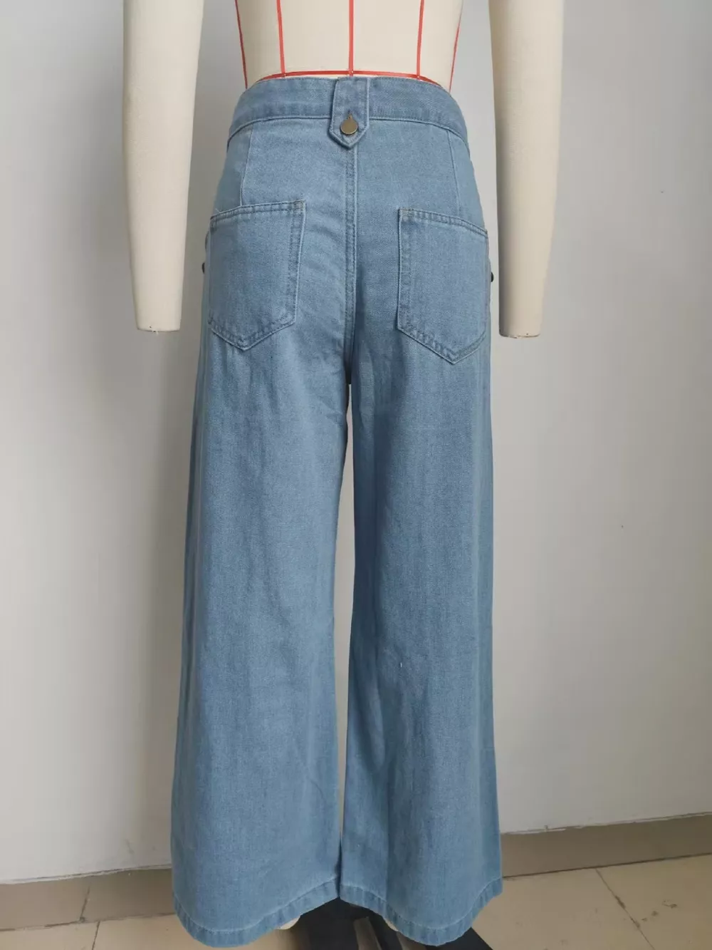 Sleeveless Button-Front Vest and Pants Denim Set, image 3