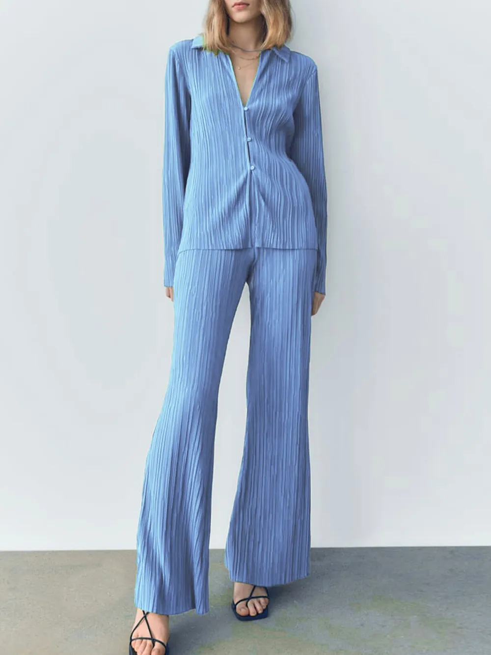 Texture Long Sleeve Top and Pants Lounge Set, image 5